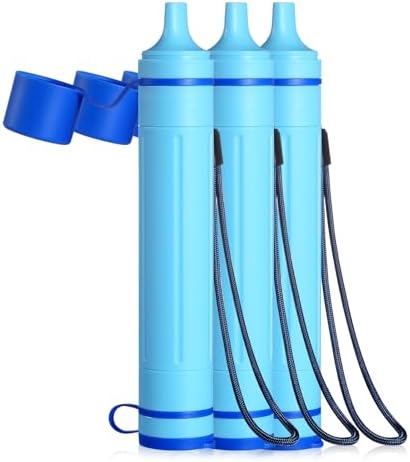 Greeshow Portable Water Filter Straw, Personal Water Filtration System, Replaceable Filter Cartridge, Outdoor Water Purifier Emergency Survival Gear for Hiking Camping Backpacking, GS-28H1, 3 Pack by Greeshow