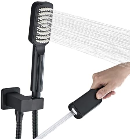 Matte Black High Pressure Handheld Shower Head, Wide Face Hand Held Showerhead with Hose and Bracket, Built-in Power Wash Jet Spray, Detachable Shower Head Set by ZGZJWZ