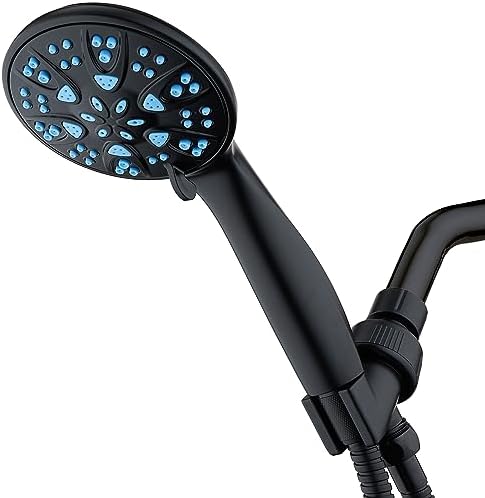 AquaDance Antimicrobial/Anti-Clog High-Pressure 6-Setting Hand with with Microban Nozzle Protection from Growth of Mold, Mildew & Bacteria for Stronger Shower! Aqua Blue Jets – 1.8 GPM by AquaDance