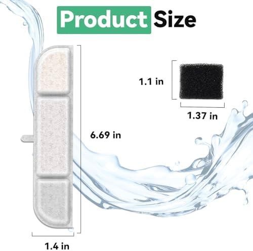 12+12 Packs for DownyPaws Cat Water Fountain Filters Replacement, Compatible with DownyPaws Wireless 84oz/2.5L and 101 oz/3L Pet Water Fountains (12 Replacement Water Filters + 12 Pre-Filter Sponges) - Image 5