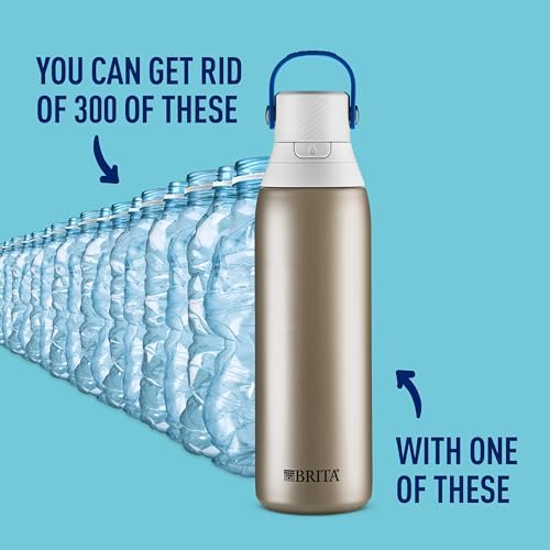 Brita Stainless Steel Premium Filtering Water Bottle, BPA-Free, Reusable, Insulated, Replaces 300 Plastic Water Bottles, Filter Lasts 2 Months or 40 Gallons, Includes 1 Filter, Stainless - 20 oz. - Image 2