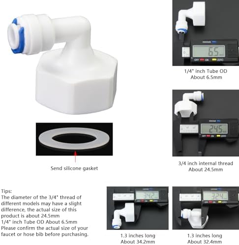 LYMLHVTG 3/4" Male & Female Elbow to 1/4" Push Fit Adapter for RO Filter - Image 3
