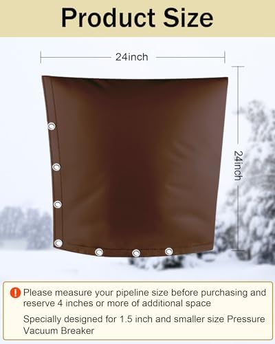 Backflow Preventer Pipe Insulation Cover (5°F), POROLIR 24"X24" Thicker Pressure Vacuum Breaker Cover, Water Well Pump Sprinkler Valve Cover for Winter Freeze Protection, Coffee - Image 2