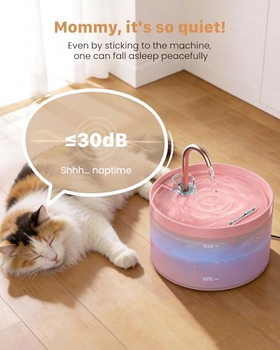 Cat Water Fountain Pink for Drinking: 67oz/2L Cat Fountain - Image 6