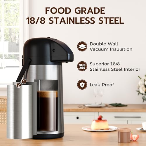 Coffee Carafe for Keeping Hot, 85OZ Airpot Coffee Dispenser with Pump - Image 2