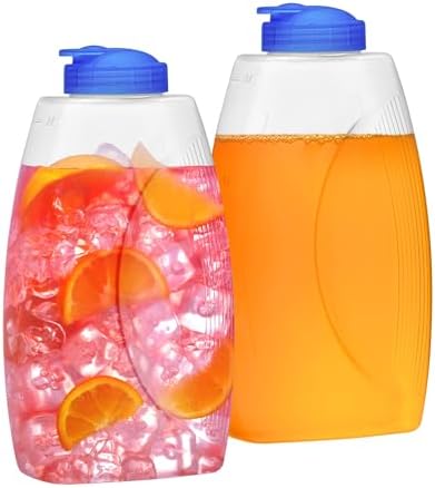 Amazing Abby - Fitly - 64-oz Plastic Pitcher (2-Pack), Unbreakable Water Pitcher with Lid, BPA-Free, Heat-Resistant, Dishwasher-Safe, Great for Both Iced and Hot Drinks, Indoors and Outdoors by AmazingAbby