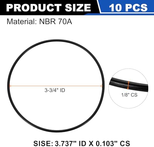 uxcell 10Pcs AS-154 NBR 70A O-Rings 3-3/4"ID x 3/32"CS/3.737"ID x 0.103"CS - Image 2