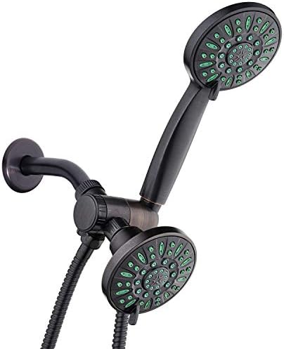 AquaDance Antimicrobial/Anti-Clog High-Pressure 30-setting Shower Combo, Microban Nozzle Protection from Growth of Mold Mildew & Bacteria for Stronger Shower! Oil-Rubbed Bronze Finish/Coral Green Jets by AquaDance