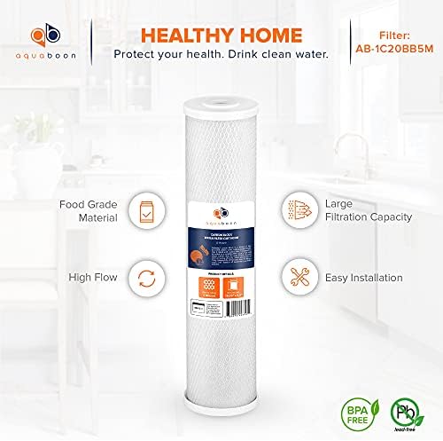 Aquaboon Carbon Water Filter Replacement - 5 Micron 20 x 4.5 inch - Whole House CTO Carbon Block Water Filter Cartridge Compatible with FC25B, EPM-20BB, CB-BB-20, 155783-43, 4 Pack - Image 4