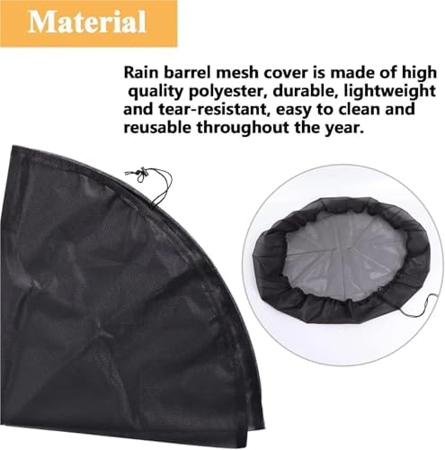Mesh Cover for Rain Barrels 6Pcs Mesh Cover for Rain Barrel with Drawstring Water Collection Buckets Cover Rain Collection Barrels Netting Screen 39Inch - Image 4