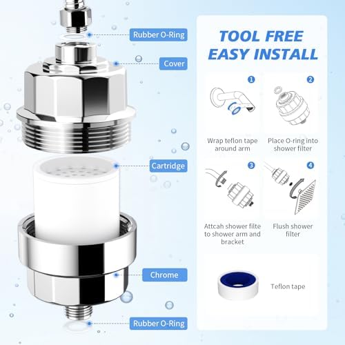 SR SUN RISE 20 Stage Shower Filter for Hard Water, 1 Cartridge, Chrome - Image 5