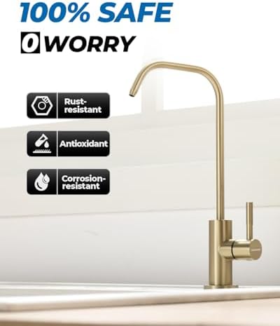 WEWE Water Filter Faucet for RO System, 7-Shape, Non-Air Gap, Gold - Image 6