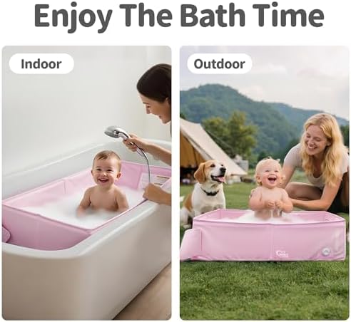 Baby Bathtub for 6M-3Y Toddler, Baby Shower Gifts & Registry Search for Boys Girls, Collapsible & Portable Bathtub for Beach Vacation Travel, Bath Essentials for Toddler, Newborn, Kids - Image 4