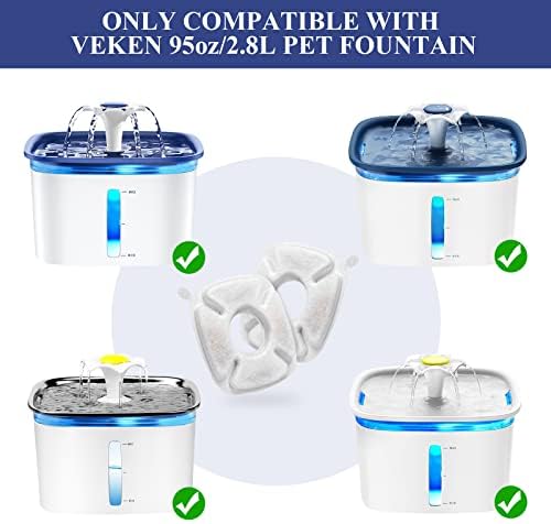32 Pcs Cat Water Fountain Replacement Filters- 16 Pack Cat Fountain Filters with 16 Pack Pre-Filter Sponges, Pet Fountain Filter Fit for 95oz/2.8L Automatic Pet Fountain Cat Water Fountain - Image 2