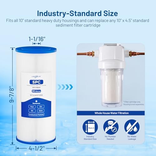 30 Micron 10" x 4.5" Pleated Sediment Well Water Filter Cartridge, 3 Pack - Image 2