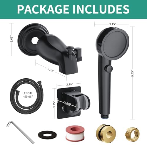 All Metal Bathtub Faucet Sprayer Attachment with filter, Black - Image 5