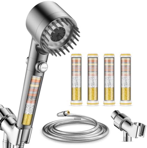 Filtered Shower Head with Handheld,4 Filters,High Pressure Shower Heads by Sipaote