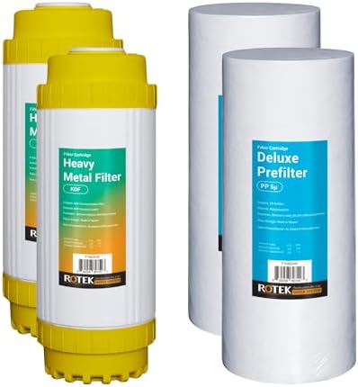 Whole House Water Filtration Set | 2-Stage Water Filter System | 2SED, 2KDF | Clean Water | Sediment, & Heavy Metal Filter | 2 Year Supply | 4.5" x 10" Universal Replacement Filter by RotekWaterSystem
