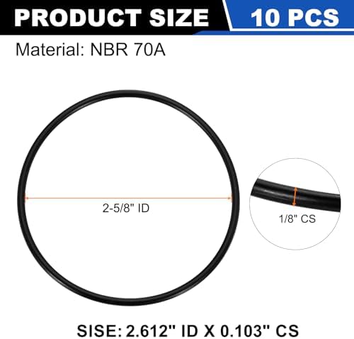 uxcell 10Pcs AS-146 NBR 70A O-Rings 2-5/8"ID x 3/32"CS/2.612"ID x 0.103"CS - Image 2