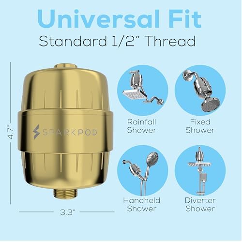 SparkPod 23-Stage Shower Head Filter for Showerheads, Egyptian Gold - Image 4