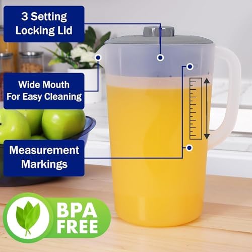 Water Pitcher with Lid 1 Gallon Pitcher BPA Free & Phthalate Free - Gray - Image 3