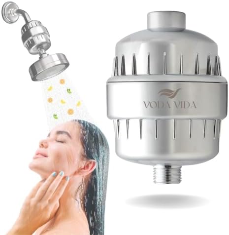 15-Stage Shower Filter for Hard Water | Universal High-Output Cartridge | Removes Chlorine, Heavy Metals for Softer Skin and Hair (15 Stage Shower Filter) by VodaVida