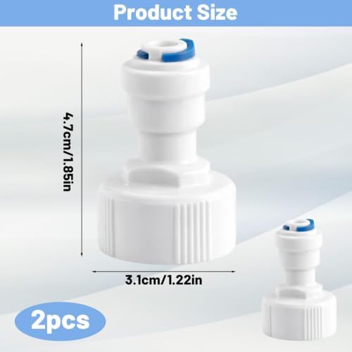 RO Faucet Adapter, Garden Hose to 1/4 Tubing Adapter 2-Pack, 3/4 FNPT to 1/4 Quick Connect Fitting for Reverse Osmosis Water Filter Systems - Image 2