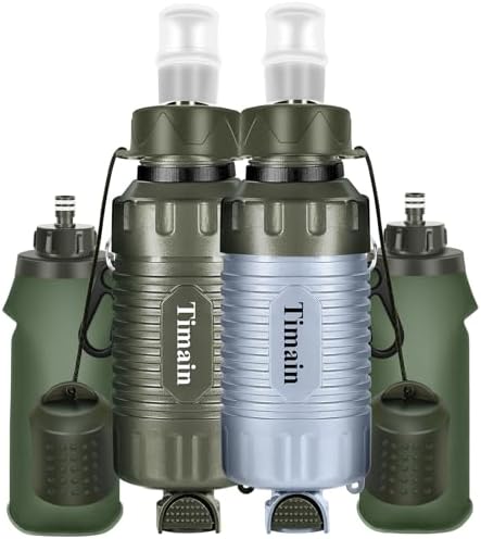 2 Pack Timain Portable Personal Water Filter Straw,Water Purifier Survival for Emergency Preparedness,Outdoor Activities,Travel,Camping, Hiking,Fishing,Hunting. by TIMAIN