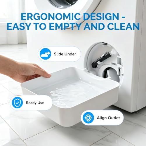 Universal Front-Load Washing Machine Drain Pan, Washing Machine Drain Tray,Low Profile Washer Water Catch Guide Parts,Easy Installation for Basements, Apartments, Mobile Homes.(1pc-White) - Image 3