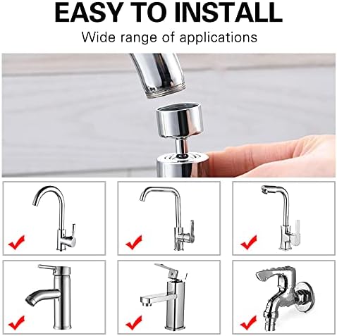 2 Pack Sink Faucet Aerator 360 Degree Swivel Kitchen Faucet Sprayer Attachment,Dual Water Flow Modes, 55/64 Inch-27UNS Female Thread,15/16 Inch-27UNS Male Thread Adapters - Image 7