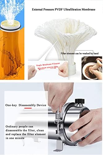 INTBUYING Stainless Steel Ultrafiltration Membrane Filter PVDF Ultrafiltration Membrane External Pressure Washable Water Purifier Whole House Water 1000L/H - Image 7