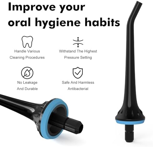 Cordro Replacement Tips for Oralfree,Nicwell,Nicefeel,COSLUS,Mospro,Zerhunt,McNaval Water Flosser, Replacement Heads Oral Irrigator Jet Tip Nozzel,Blcak（3 Pack） - Image 3