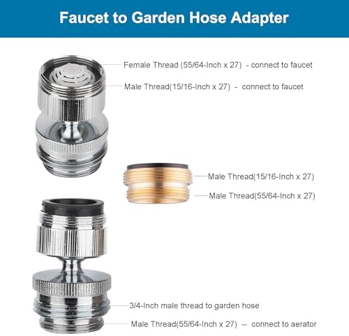 Hibbent Sink Faucet to Garden Hose Adapter, Swivel 3/4" Faucet Adapter - Image 2