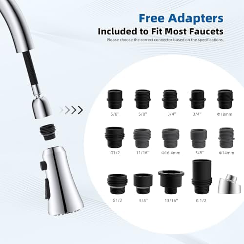 Hibbent Kitchen Faucet Spray Head, 3-Function Spray Nozzle, Chrome - Image 3