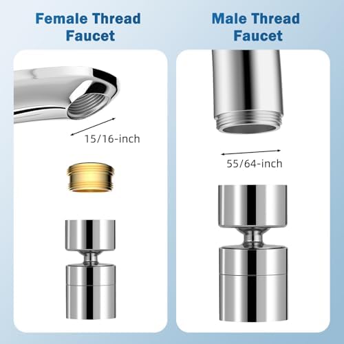 Hibbent Metal NSF/ANSI/CAN 372 Faucet Aerator with Dual-function, Silver - Image 4