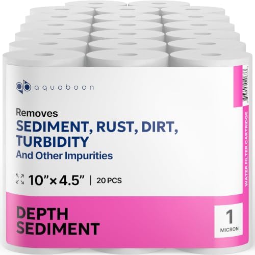 Aquaboon Sediment Filter 1 Micron 10 x 4.5 Water Filter Replacement 20-Pack by Aquaboon