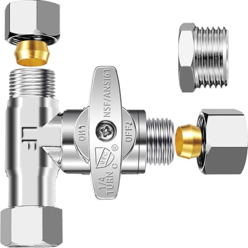 Tee Stop Valve - 3/8"Compx3/8"Compx3/8"Comp or G1/2" Tee for Washlet Bidet by PURENATTUBINGANDFITTINGS