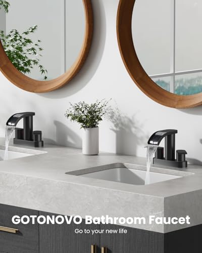 gotonovo 4’’ Centerset Bathroom Sink Faucet Waterfall Matte Black - Image 2