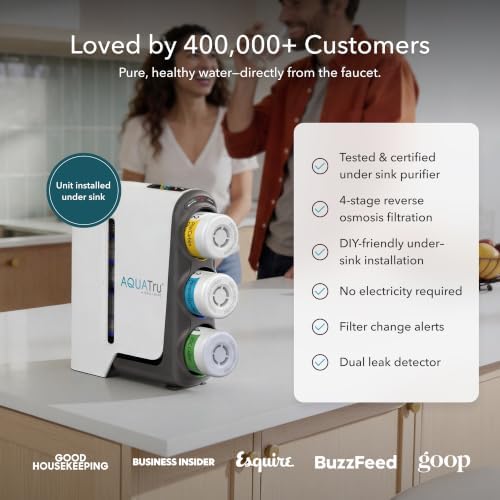 AquaTru Under Sink Alkaline Reverse Osmosis Water Filter | 4-Stage Water Purification System | Removes 84 Contaminants Like Chlorine, Chromium 6, Forever Chemicals, Microplastics | Chrome Faucet - Image 2