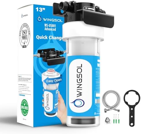 WINGSOL Under Sink Water Filter System, NSF/ANSI 53&42 Certified, 1 Year, Reduces PFAS, PFOA/PFOS, Lead, Chlorine, Heavy Metals, Bad Taste & Odor, Mineral pH+, EZ Change (Advanced) by WINGSOL