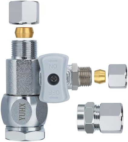 YUHX Feed Water Adapter 3/8" x 1/4" or 3/8" Add-A-Tee, 1/2 x 1/4 or 3/8 Water Line splitter fitting,1/4 or 3/8 Inch Compression Outlet Connection by Unknown