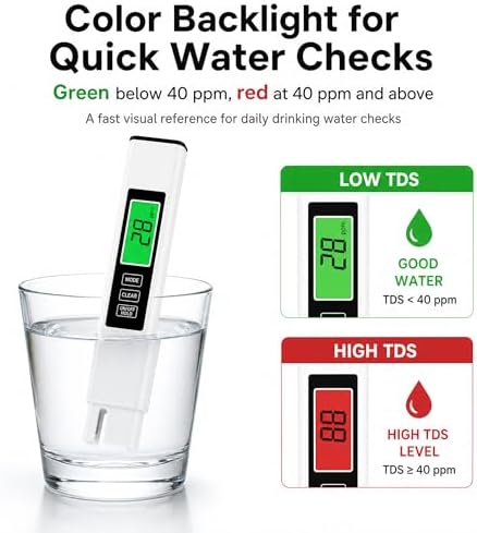 Digital TDS Meter, Water Quality Tester Pen for Water, Aquarium, Hydroponics and Pool-(White) - Image 2