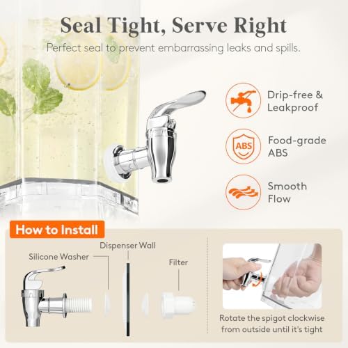 Lifewit 1 Gallon Drink Dispenser for Party with Leak-Proof Spigot, 4 Pcs - Image 4