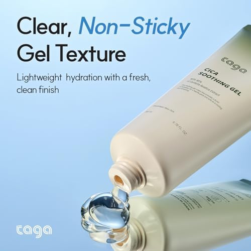 TAGA Cica Soothing Gel 200ml | Vegan Cooling Moisturizing Gel with 900,000ppm Centella & Vitamin K | Lightweight, Fast-Absorbing Hydration for Face & Body | Non-Sticky Cooling Care for Sensitive Skin - Image 4