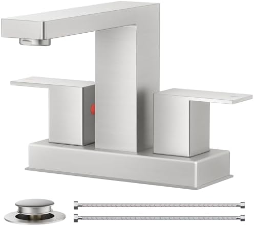 FORIOUS 4 Inch Brushed Nickel Bathroom Faucet Centerset 2 Hole, Commercial by FORIOUS