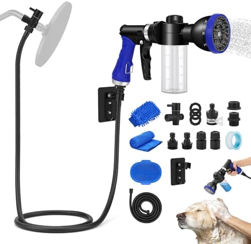 Dog Shower Attachment Water Hose Nozzle Sprayer Set by PWEZON