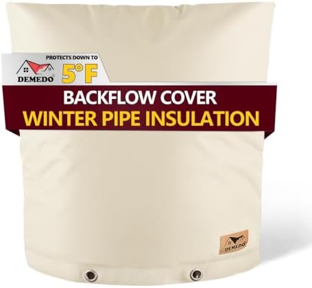 Backflow Preventer Insulation Cover - Water Pipe Insulation Sprinkler Cover for Outside - Insulated Backflow Cover Pouch for Irrigation Back Flow Valve in Winter or Sun Exposure (24" W x 24" H, Sand) by DEMEDO