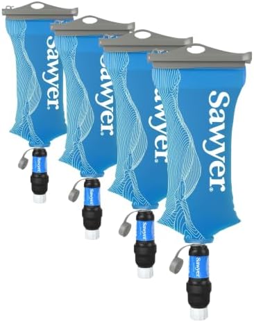 Sawyer Squeeze Water Filtration System, Cnoc Premium 2 Liter Bladder, Blue, Squeeze w/Cnoc 2 Liter Bladder (Pack of 4) by SawyerProducts