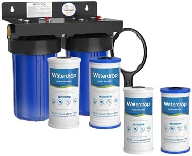 Waterdrop Whole House Water Filter System, with Carbon Filter and Sediment Filter, 5-Stage Filtration, Highly Reduce Lead, Chlorine, Odor and Taste, 2-Stage 5 Micron WD-WHF21-PG & WD-WF10PG Filters by Waterdrop