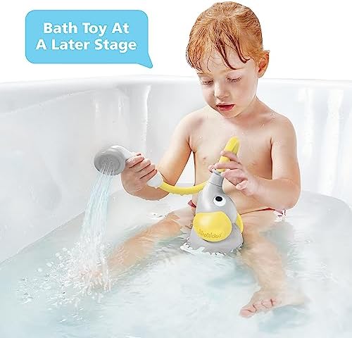 Yookidoo Baby Bath Shower Head - Elephant Water Pump and Trunk Spout Sprayer - One Handed Flow Control for Newborn Babies in Tub Or Sink (Yellow) - Image 5
